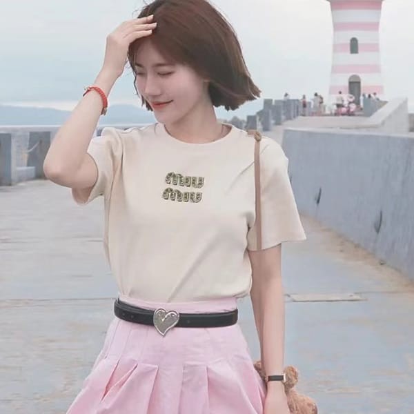 最安値挑戦ミュウミュウ スーパーコピー ジャージー Tシャツ MJN499_14ARF0HAT​
